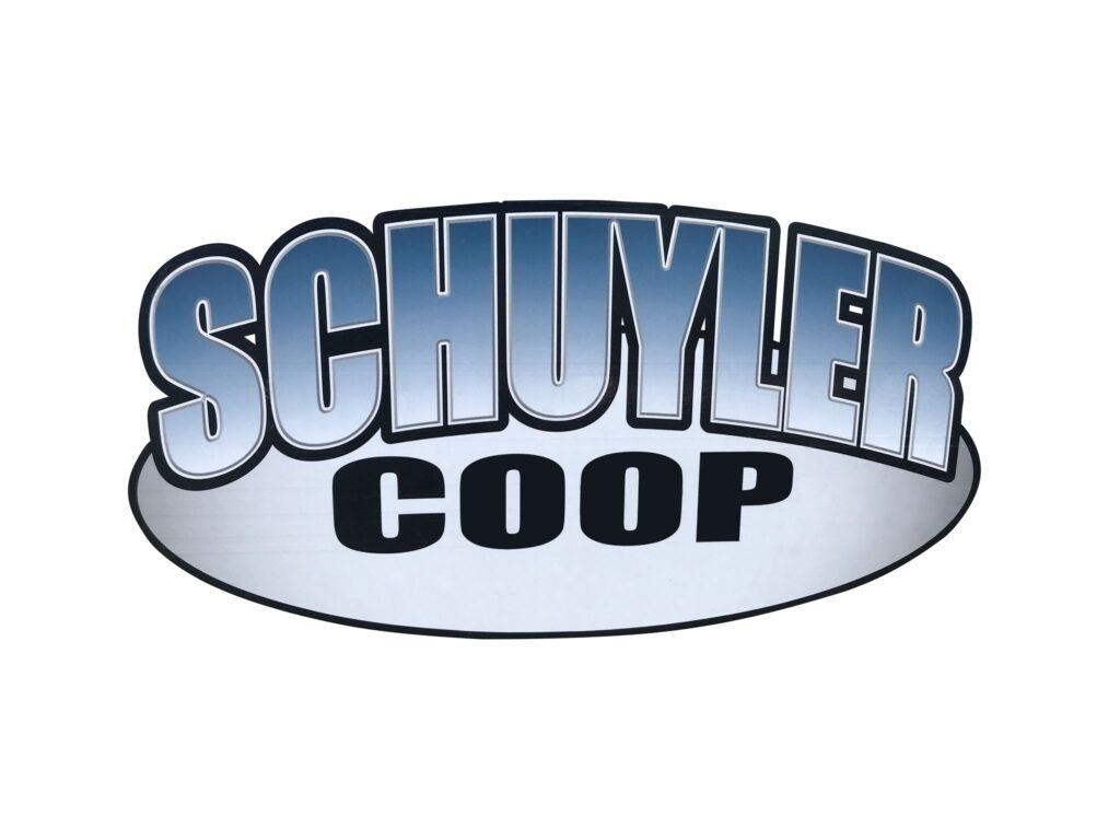 schuyler cooperative agronomy logo that is blue and black