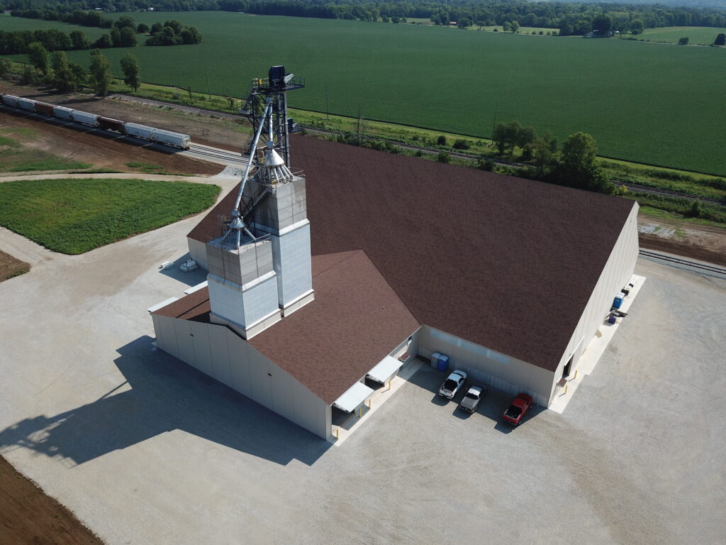 Large Fertilizer Storage Building with blend and wholesale towers from Sackett Waconia
