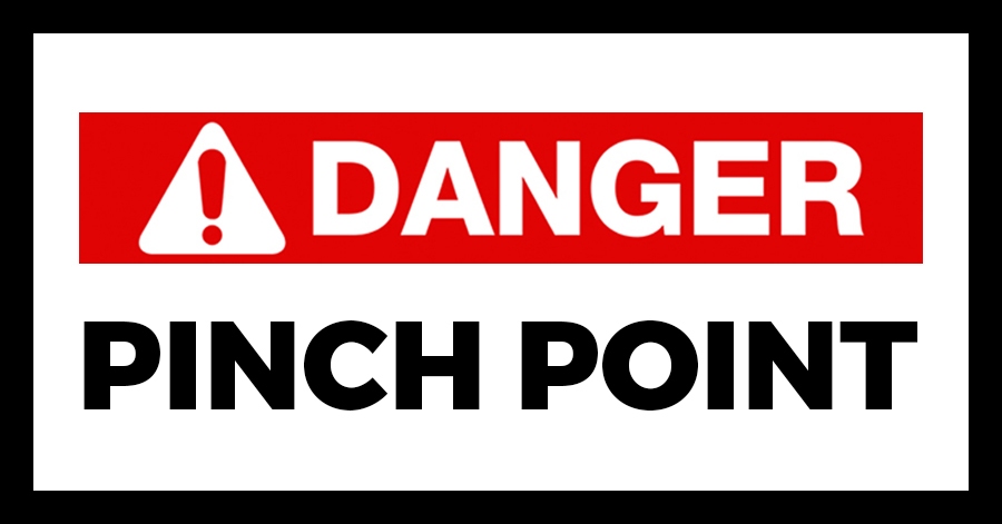 pinch point construction safety sign by stueve construction