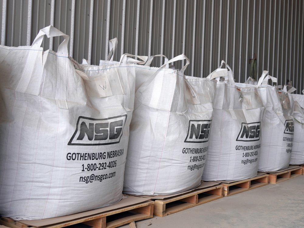 Fertilizer Bulk Bags storage areas inside a storage building