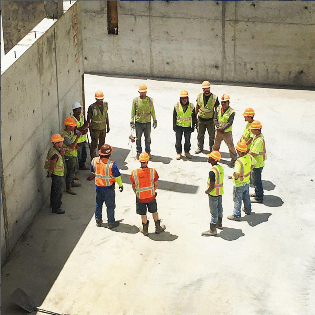Fertilizer plant construction workers building another quality bulk blending facility