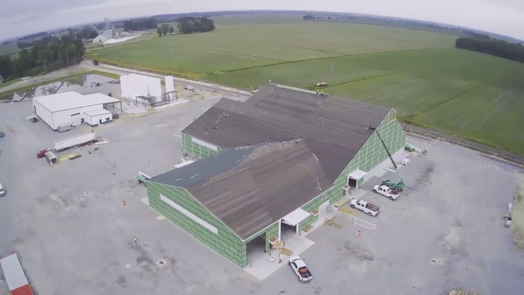 new fertilizer storge and blending building under construction with liquid fertilizer building