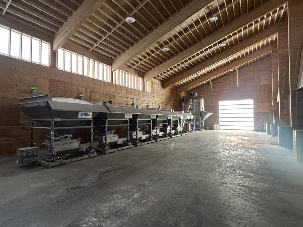 doyle auto batch blender inside a dry fertilizer building