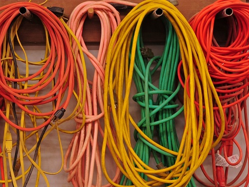 assorted extension cords used in fertilizer building construction