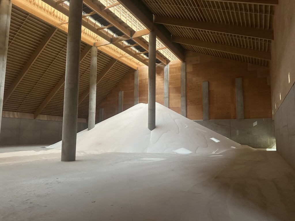 urea fertilizer stored in a dry fertilizer storage building