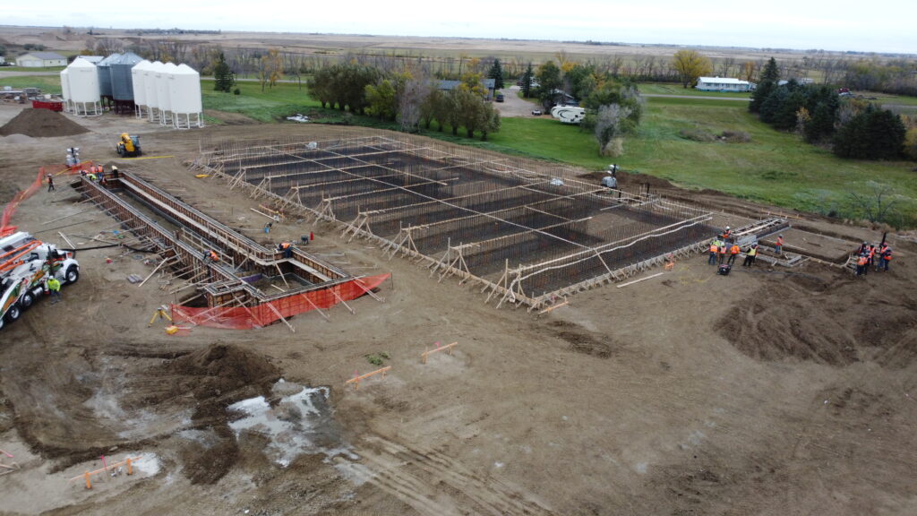 Concrete foundation of new fertilizer storage building